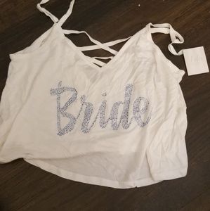 White Crop Sequined Bridal Top